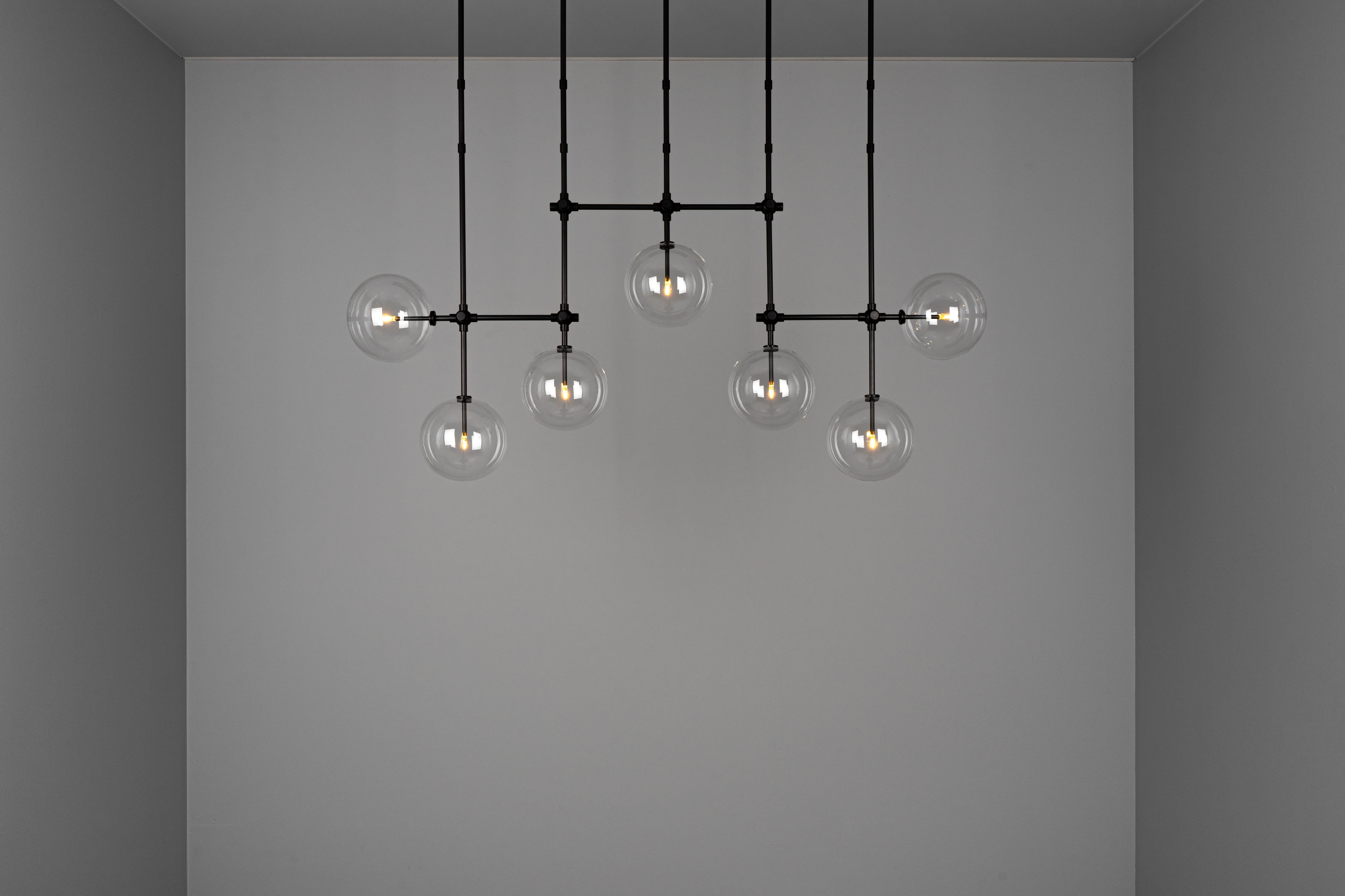 Schwung Soap B7 Black Gunmetal Transparent Globe Chandelier Large